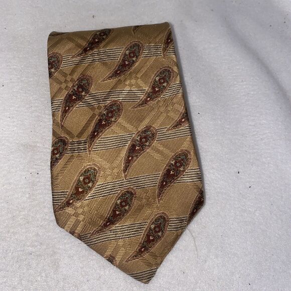 ROBERT TALBOTT paisley Stripe men neck TIE 4" Classic geometric 80s 70s - Picture 1 of 6